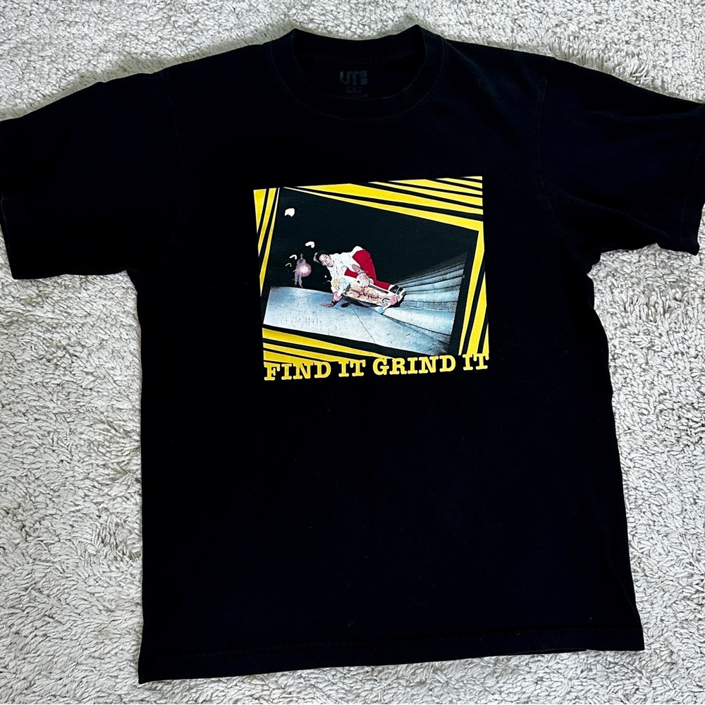 Uniqlo X Tommy Guerrero Find It Grind It Skateboard Skate Black Cotton T-Shirt